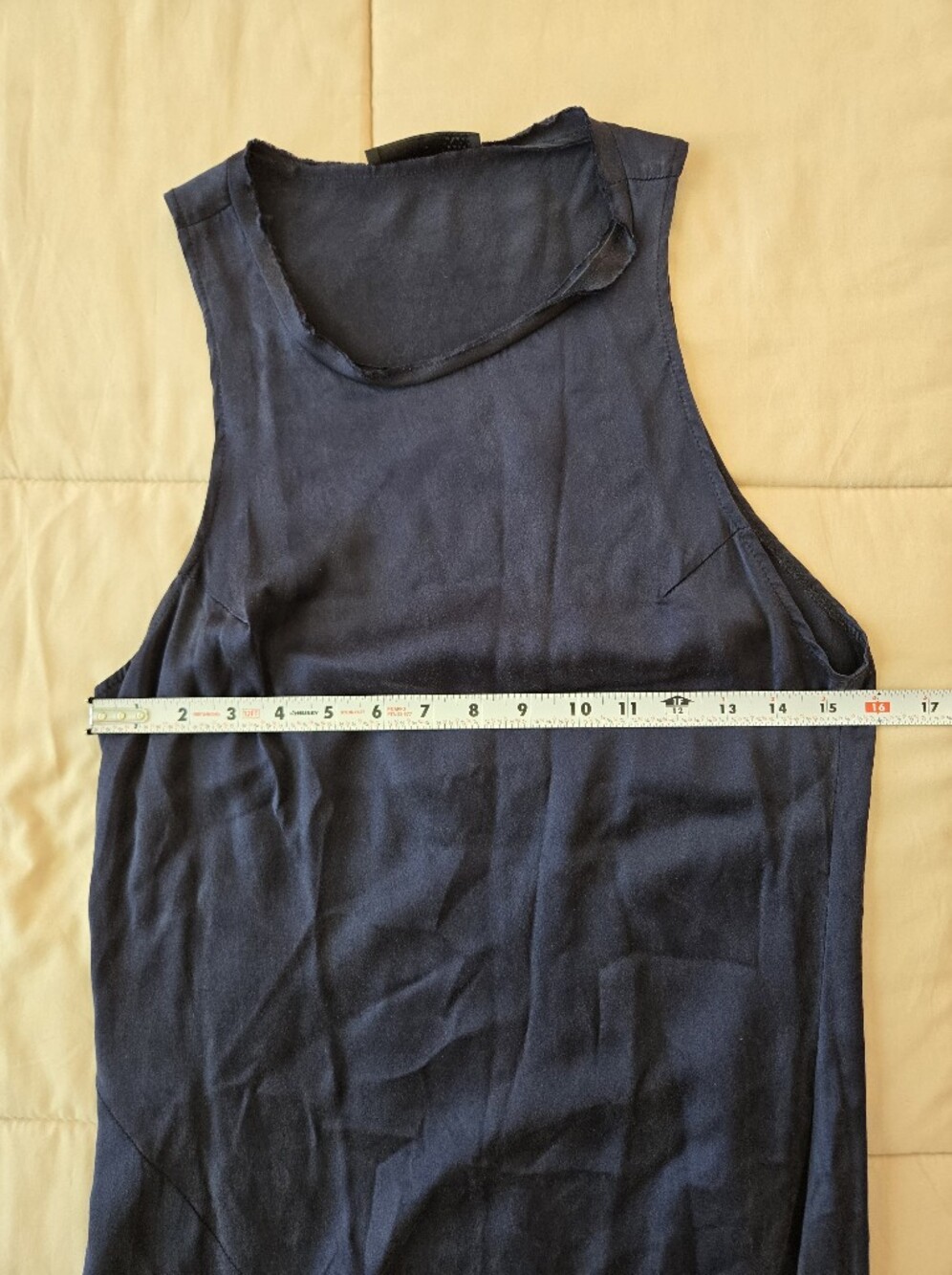 KES Navy Silk Bias Cut Midi Asymetrical Sleeveless Dress, Estimated Size S - Picture 10 of 11